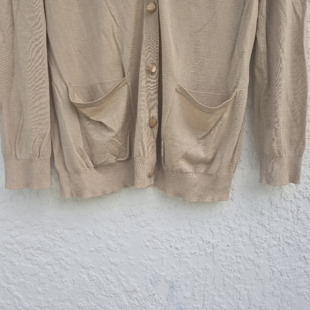St. John Beige Lightweight Button Front Cardigan … - image 4